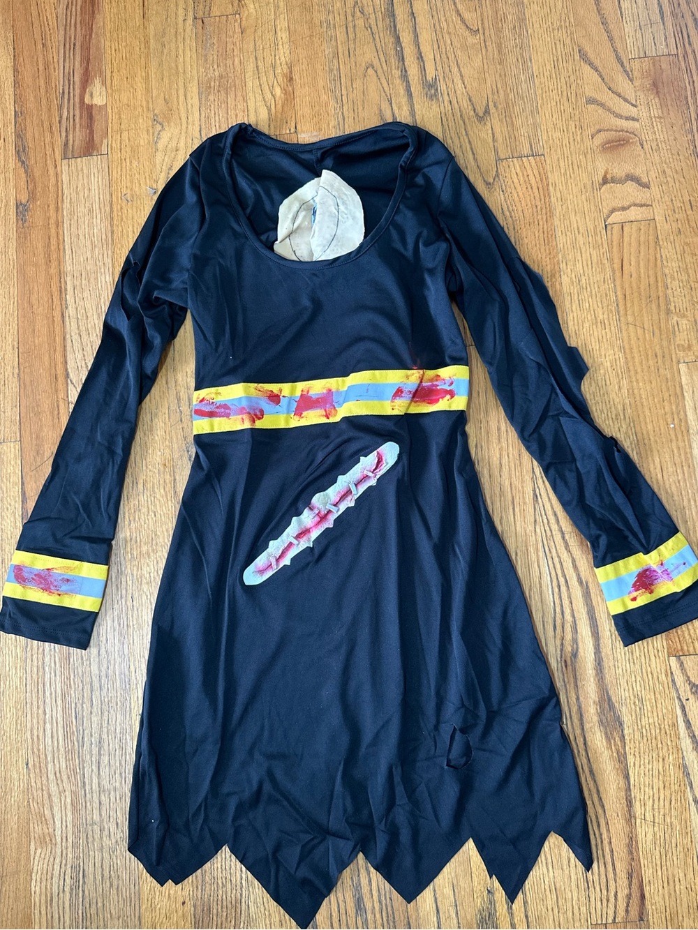 Halloween Woman Costume undead Fire starter black dress Long-Sleeve